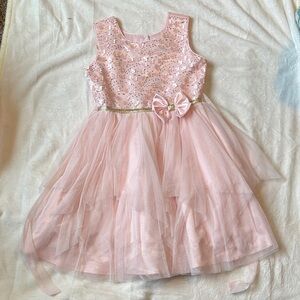 Jona Michelle Pink Sequin Bow Tulle Party Dress